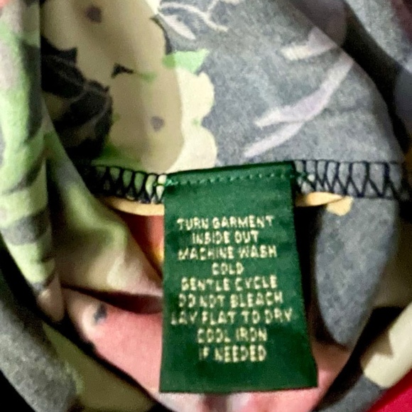 LAUREN(RALPH LAUREN): Black, Floral, V-Neck, Sleeveless Dress - Picture 4 of 7